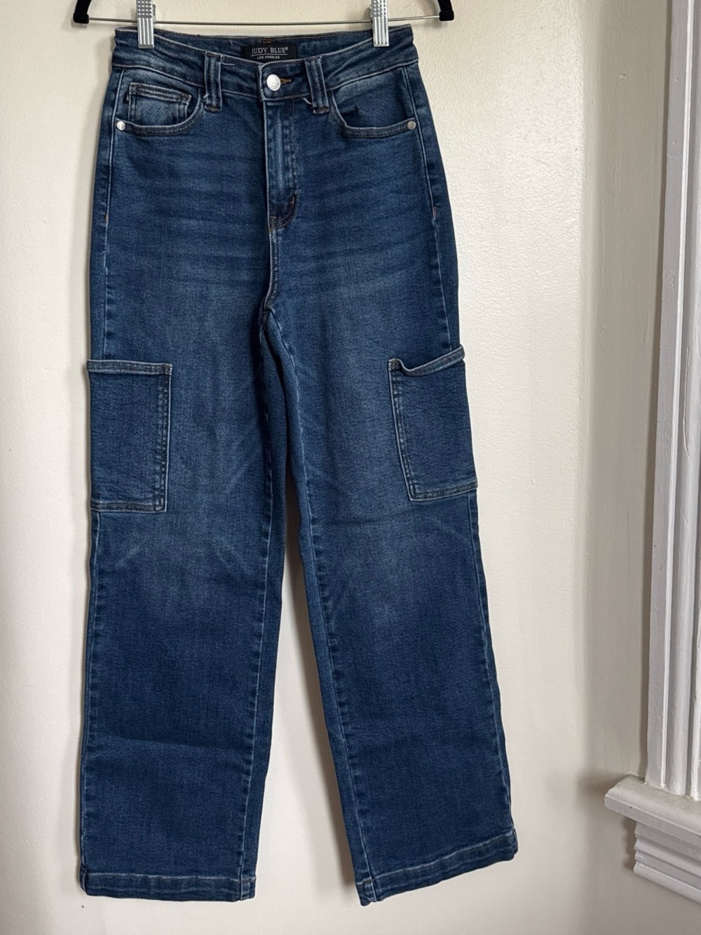 Judy Blue Dark Indigo High Waisted Wide-Leg Cargo Jeans